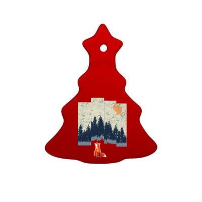 Fox Distorted Forrest  Ceramic Tree Ornament