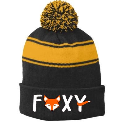 Foxy Stripe Pom Pom Beanie