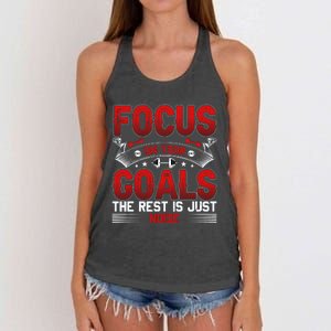 Focus On Your Goals Motivational Print Women's Knotted Racerback Tank