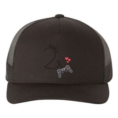 Funny Player 1 Player 2 Matching Gamer Couple Him Her Funny Gift Yupoong Adult 5-Panel Trucker Hat