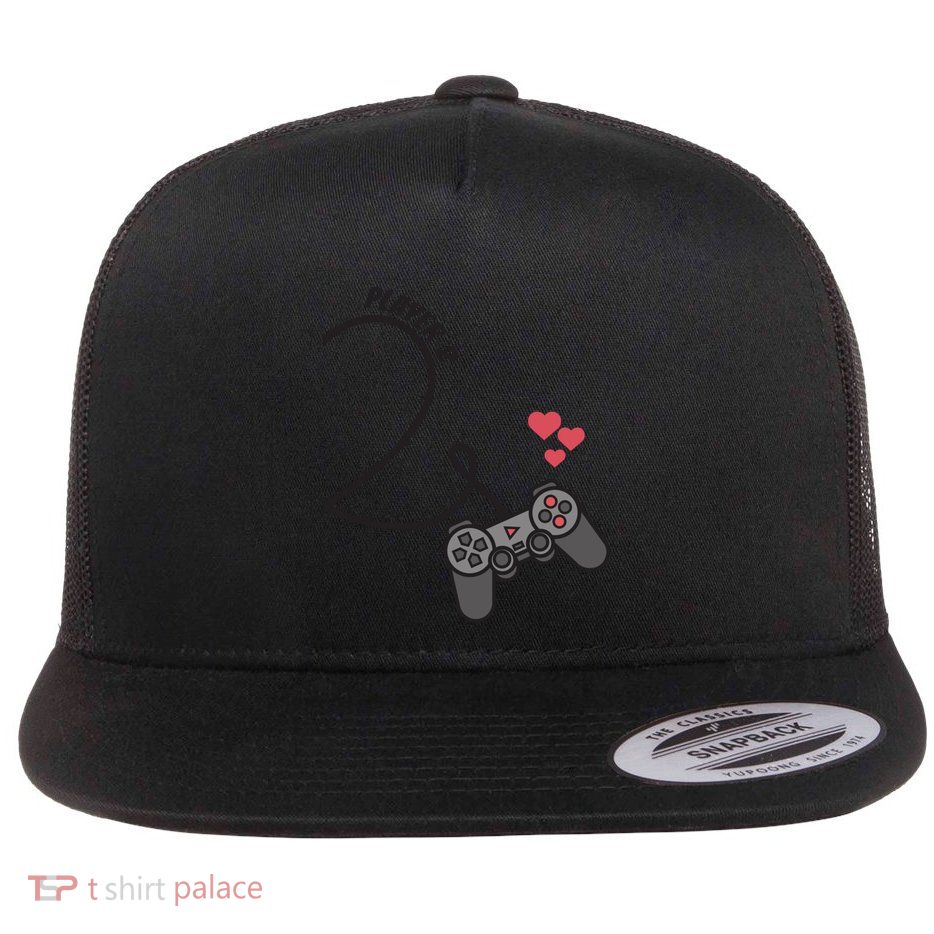 Funny Player 1 Player 2 Matching Gamer Couple Him Her Funny Gift Flatbill Hat