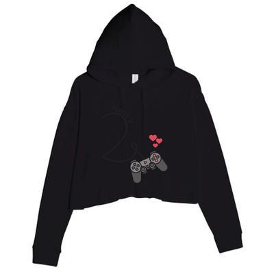 Funny Player 1 Player 2 Matching Gamer Couple Him Her Funny Gift Crop Fleece Hoodie