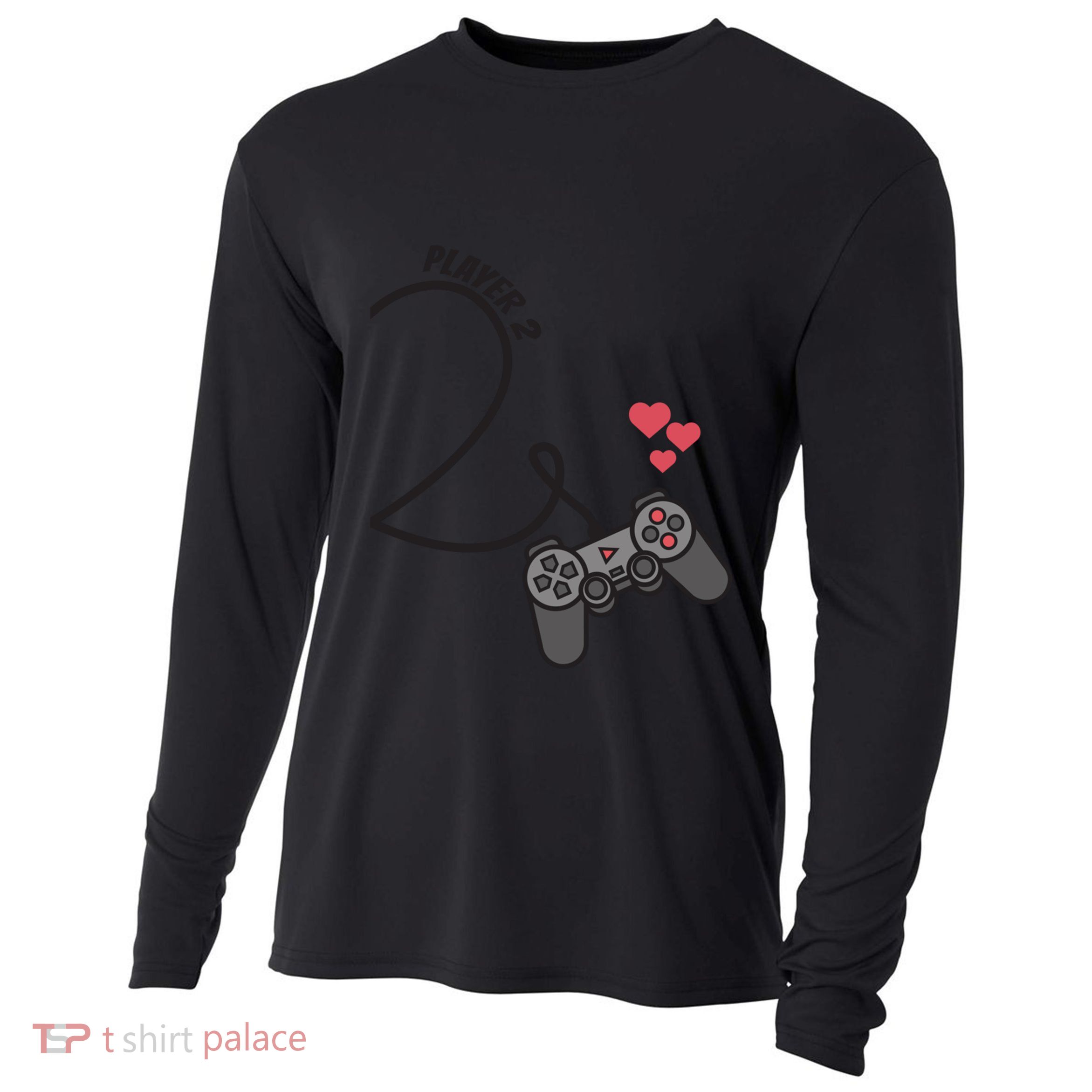 Funny Player 1 Player 2 Matching Gamer Couple Him Her Funny Gift Cooling Performance Long Sleeve Crew