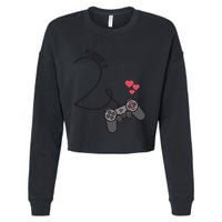 Funny Player 1 Player 2 Matching Gamer Couple Him Her Funny Gift Cropped Pullover Crew