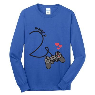 Funny Player 1 Player 2 Matching Gamer Couple Him Her Funny Gift Tall Long Sleeve T-Shirt