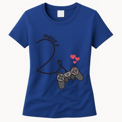 Funny Player 1 Player 2 Matching Gamer Couple Him Her Funny Gift Womens T-Shirt