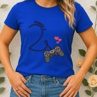 Funny Player 1 Player 2 Matching Gamer Couple Him Her Funny Gift Womens T-Shirt