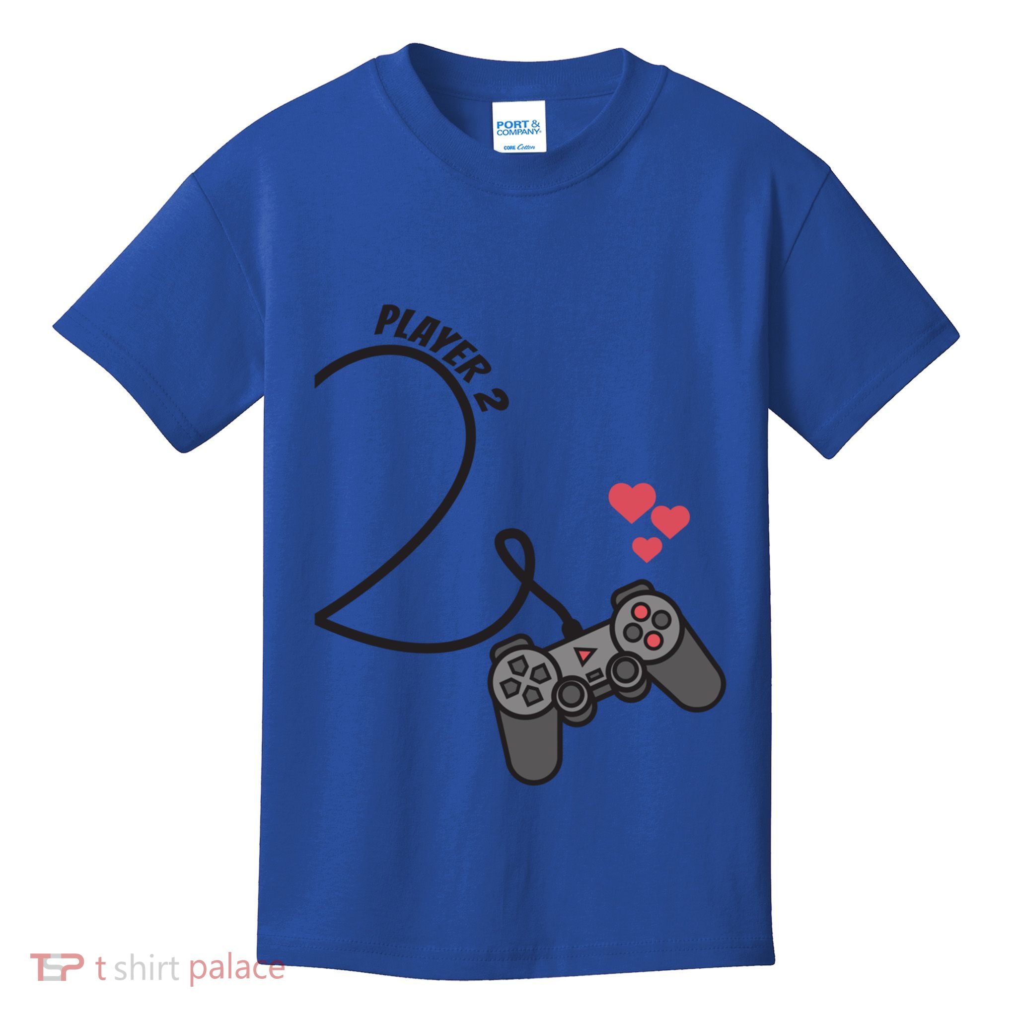 Funny Player 1 Player 2 Matching Gamer Couple Him Her Funny Gift Kids T-Shirt