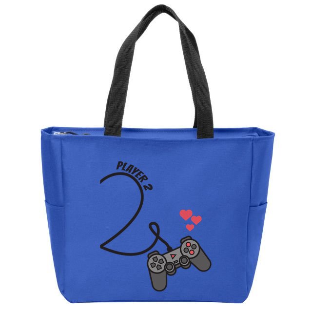Funny Player 1 Player 2 Matching Gamer Couple Him Her Funny Gift Zip Tote Bag
