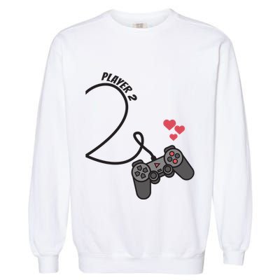 Funny Player 1 Player 2 Matching Gamer Couple Him Her Funny Gift Garment-Dyed Sweatshirt