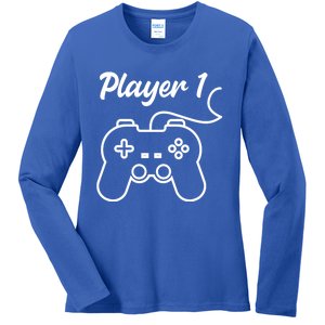 Funny Player 1 Player 2 Matching Gamer Couple Him Her Funny Gift Ladies Long Sleeve Shirt