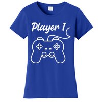 Funny Player 1 Player 2 Matching Gamer Couple Him Her Funny Gift Women's T-Shirt