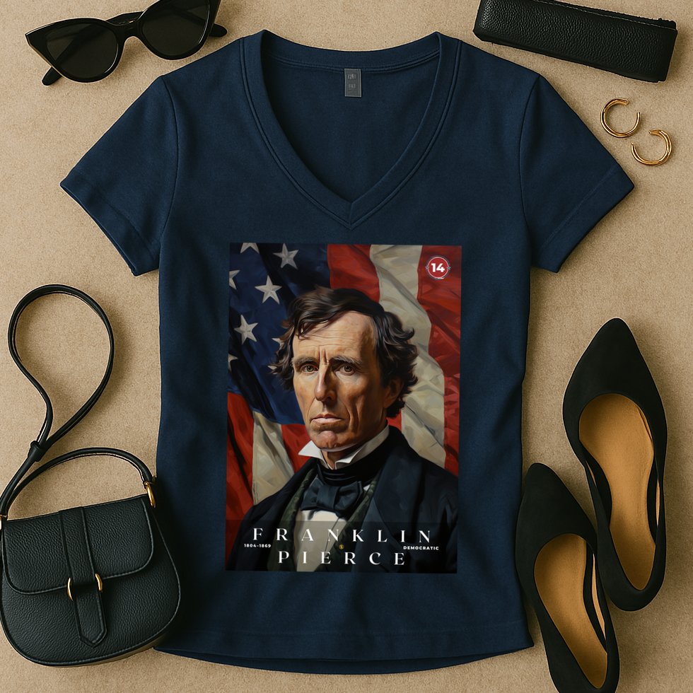 Franklin Pierce 14th President Of The United States Portrait Women's V-Neck T-Shirt