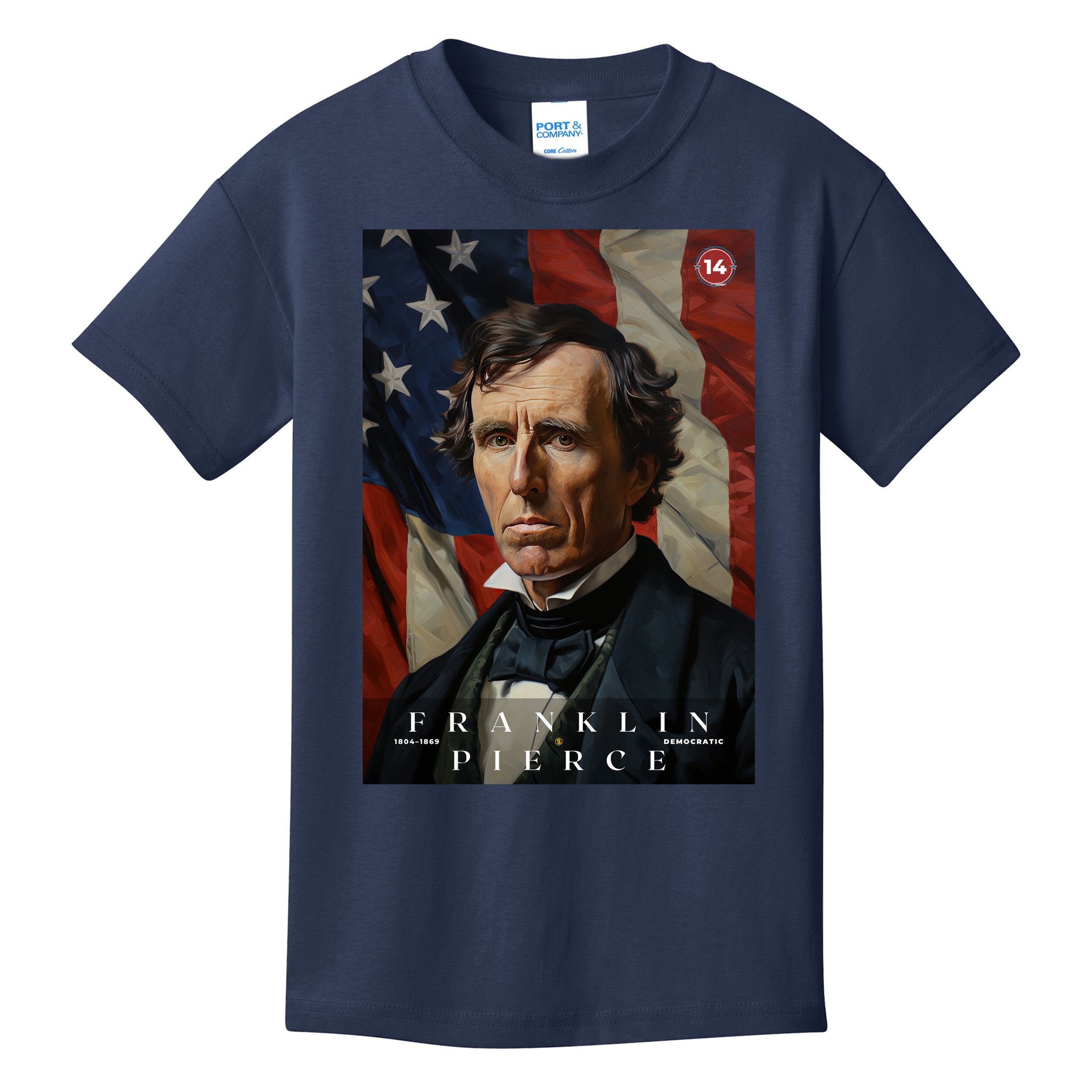 Franklin Pierce 14th President Of The United States Portrait Kids T-Shirt