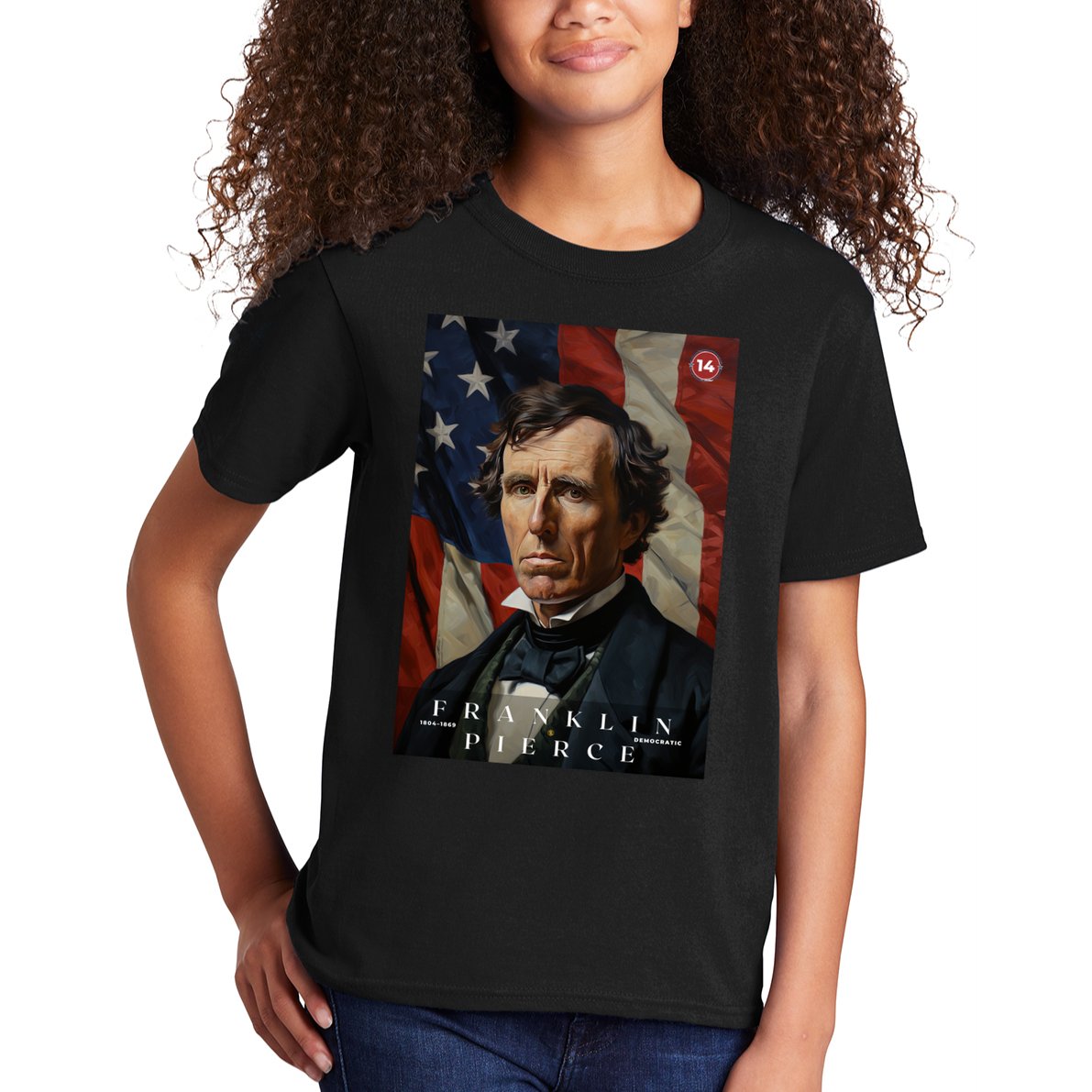 Franklin Pierce 14th President Of The United States Portrait Kids T-Shirt