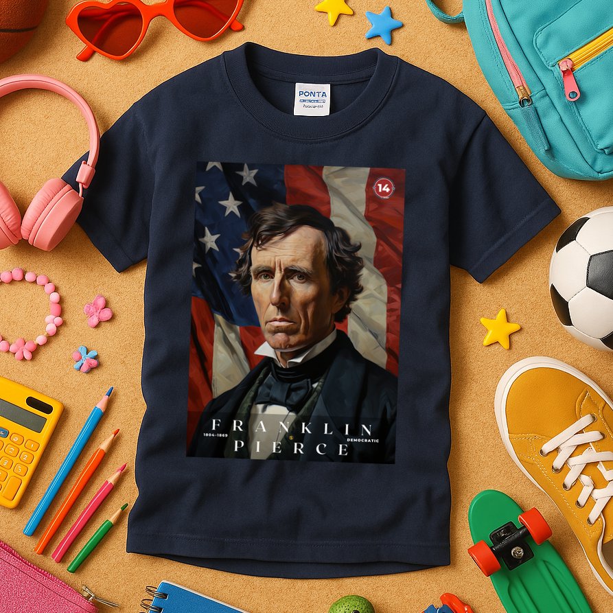 Franklin Pierce 14th President Of The United States Portrait Kids T-Shirt