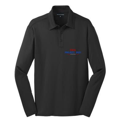 Fuck Project 2025 Election 2024 Pro Democracy Silk Touch Performance Long Sleeve Polo