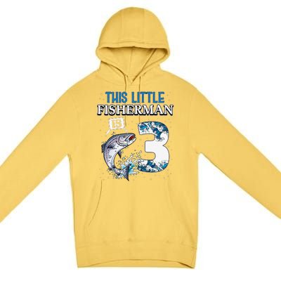 Fishing Party 3 Year Old Birthday Fisherman 3rd Fisher Premium Pullover Hoodie