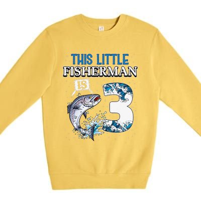 Fishing Party 3 Year Old Birthday Fisherman 3rd Fisher Premium Crewneck Sweatshirt