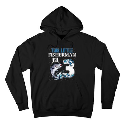 Fishing Party 3 Year Old Birthday Fisherman 3rd Fisher Hoodie