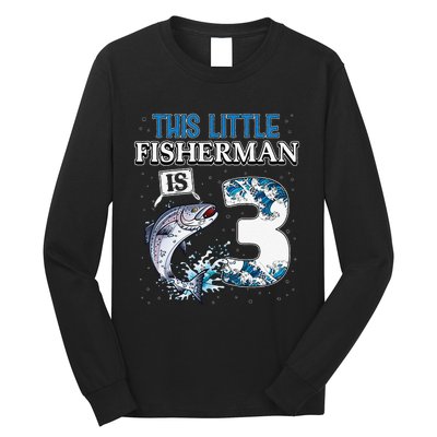 Fishing Party 3 Year Old Birthday Fisherman 3rd Fisher Long Sleeve Shirt