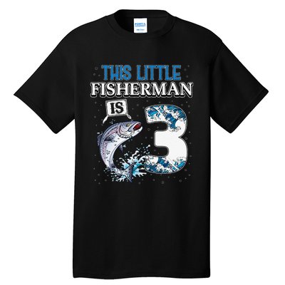 Fishing Party 3 Year Old Birthday Fisherman 3rd Fisher Tall T-Shirt