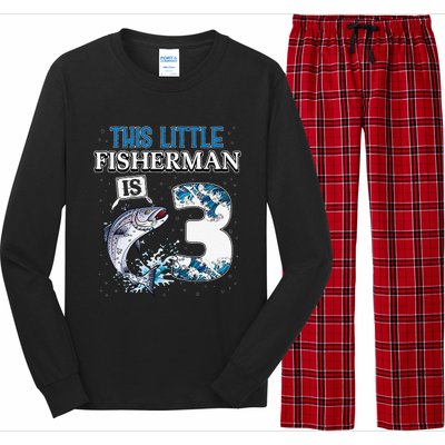 Fishing Party 3 Year Old Birthday Fisherman 3rd Fisher Long Sleeve Pajama Set