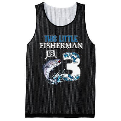 Fishing Party 3 Year Old Birthday Fisherman 3rd Fisher Mesh Reversible Basketball Jersey Tank