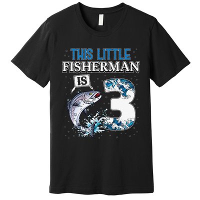 Fishing Party 3 Year Old Birthday Fisherman 3rd Fisher Premium T-Shirt