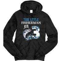 Fishing Party 3 Year Old Birthday Fisherman 3rd Fisher Tie Dye Hoodie