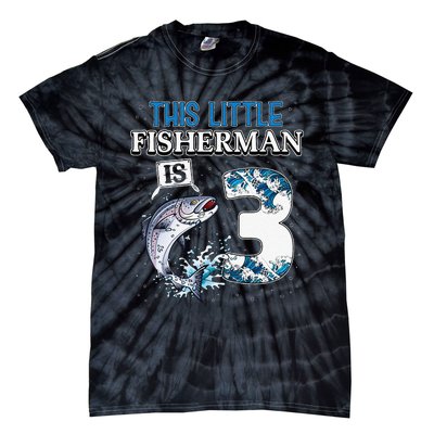 Fishing Party 3 Year Old Birthday Fisherman 3rd Fisher Tie-Dye T-Shirt