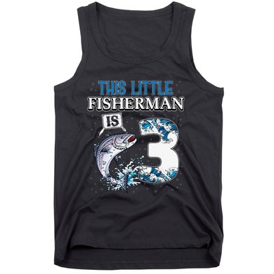 Fishing Party 3 Year Old Birthday Fisherman 3rd Fisher Tank Top