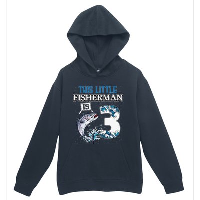 Fishing Party 3 Year Old Birthday Fisherman 3rd Fisher Urban Pullover Hoodie