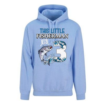 Fishing Party 3 Year Old Birthday Fisherman 3rd Fisher Unisex Surf Hoodie