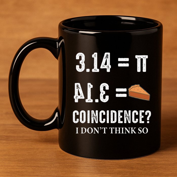 Funny Pi 314 = Pie Coincidence I Think Not Math Pun 11oz C Handle Ceramic Mug