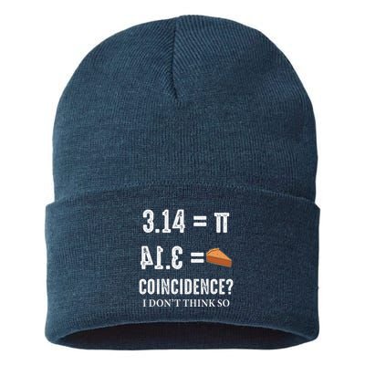 Funny Pi 314 = Pie Coincidence I Think Not Math Pun Sustainable Knit Beanie