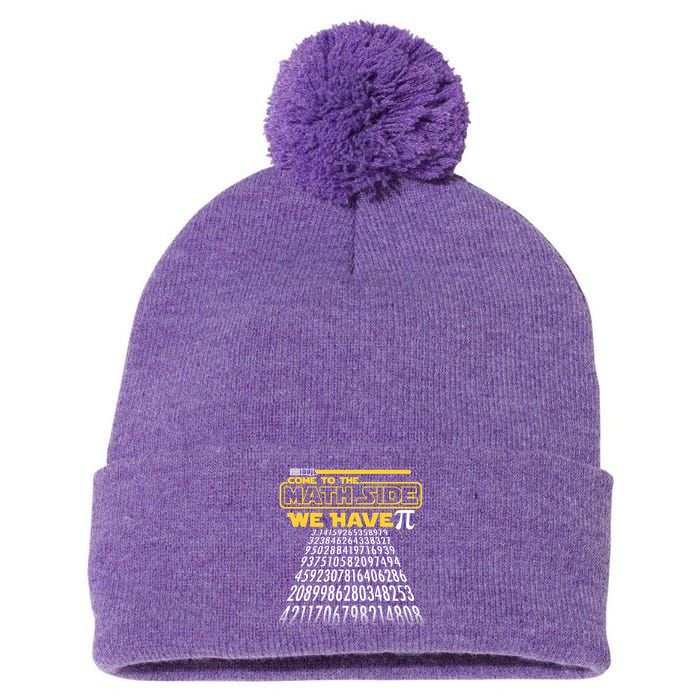 Funny Pi 3.14 Day Come To The Math Side We Have Pi Pom Pom 12in Knit Beanie