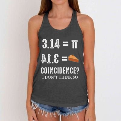 Funny Pi 314 = Pie Coincidence I Think Not Math Pun Women's Knotted Racerback Tank