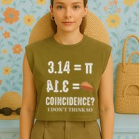 Funny Pi 314 = Pie Coincidence I Think Not Math Pun Garment-Dyed Women's Muscle Tee