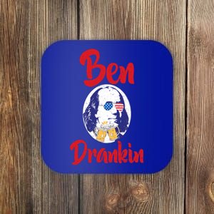 Funny Patriotic 4th Of July Funny Gift Ben Franklin Drankin Meaningful Gift Coaster