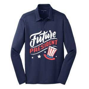 Future President 4th Of July Silk Touch Performance Long Sleeve Polo