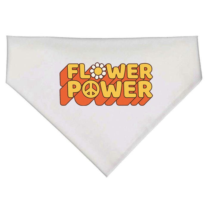 Flower Power 60's 70's Hippie Retro Vintage Positive Mind USA-Made Doggie Bandana