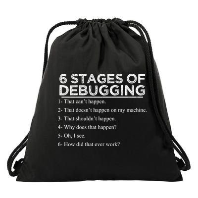 Funny Programmer 6 Stages Of Debugging Drawstring Bag