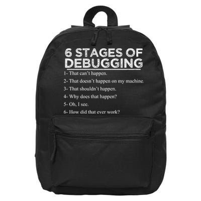 Funny Programmer 6 Stages Of Debugging 16 in Basic Backpack