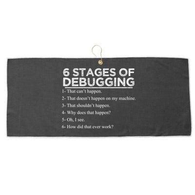 Funny Programmer 6 Stages Of Debugging Large Microfiber Waffle Golf Towel