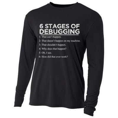 Funny Programmer 6 Stages Of Debugging Cooling Performance Long Sleeve Crew