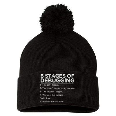 Funny Programmer 6 Stages Of Debugging Pom Pom 12in Knit Beanie