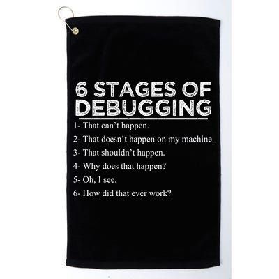 Funny Programmer 6 Stages Of Debugging Golf Towel