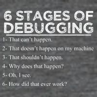 Funny Programmer 6 Stages Of Debugging 7 Panel Mesh Trucker Snapback Hat
