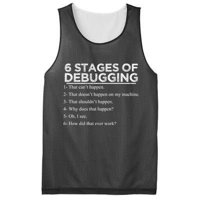 Funny Programmer 6 Stages Of Debugging Mesh Reversible Basketball Jersey Tank